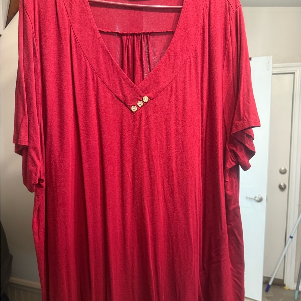 Chic Red V-Neck Women's Blouse